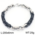 6mm two-tone stainless steel Byzantine chain bracelet in silver and black finish - Black and Silver Spliced Style (KB185318-Z)
