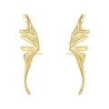 Detailed view of elegant gold-plated butterfly wing earrings with cubic zirconia inlay - Creative Butterfly Wing (VE1421) / Gold