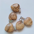 15mm heart-shaped amethyst natural stone pendant with metal clasp in brown jasper style - Picture Jasper
