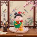 Cute Tang Dynasty lady figurine in green and red hanfu with lotus base decoration - Dancing / Ancient Style Ornament Series