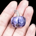 Amethyst pumpkin charm with wizard hat design and silver metal clasp for jewelry making - Sodalite