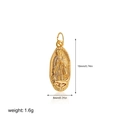 Detailed view of an 18K gold-plated oval religious pendant with weight and size dimensions - Oval Figure T236_2