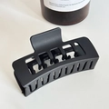 Minimalist matte black rectangular claw clip for hair with elegant frosted finish - 8.4cm / Black