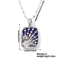 Silver shooting star necklace with blue enamel pendant and detailed size specifications - Silver Style (N01281-4)
