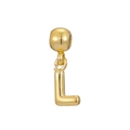 Detailed view of shiny 18k gold plated letter L bubble pendant with mirror finish - Letter L