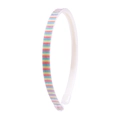 Detail showing colorful rainbow gradient glitter fabric on white plastic headband - Striped Green