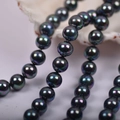 Iridescent dark peacock green and purple glass pearl strand for DIY jewelry making - 6mm Straight Hole/Approx 65pcs Per Strand / Iridescent Black