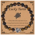 Tiger eye stone turtle beaded bracelet on a lucky gift card with golden-brown sheen - Tiger's Eye