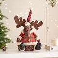 45cm Christmas plush reindeer doll with red plaid hat and rustic wooden button detail - Reindeer Brother (45cm)