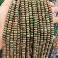 Strands of natural unakite abacus beads with green and pink mottled stone texture - 5*8mm 1 Strand (Approx 70pcs) / Unakite