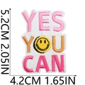 Close-up of Yes You Can embroidered patch with 5.2cm x 4.2cm precise size markings - Yes You Can Style