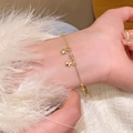 Elegant gold pearl bracelet featuring minimalist star charms and polished bead chain - S664 Gold
