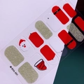 Détail des stickers ongles Noël SDA-031 avec Père Noël et motifs pailletés dorés - Style Père Noël Ceinture Rouge Pailleté Or (SDA-031)