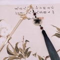 Golden sword hairpin with black tassel inspired by ancient Chinese style design - Sword Tassel-Light Gold Black