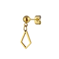 Golden titanium steel stud earring featuring a hollow rhombus pendant and ball back - Rhombus Hollow Style (No. 17) / Gold
