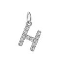 Silver micro-pave zircon letter H pendant with 18k gold plating for DIY jewelry making - Steel-H