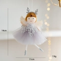Christmas angel doll ornament with grey mesh skirt and silver sequins for tree decor - Grey (Style E)