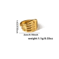 Detailed view of adjustable golden skull hand ring with 1.1g weight and size dimensions - Skull Hand Style (TYR0252)