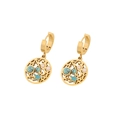 Golden starfish pearl necklace with turquoise beads and dual stainless steel chains - 3# Earring Style