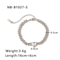 Bracciale a catena spiga argento con ciondolo a cuore bianco e misure dettagliate - Stile Cuore d'Argento (NB-B1027-S)