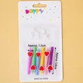 Set of 6 colorful heart-shaped birthday candles with red accents on orange background - Mixed Color Red Heart Candle / 6Pcs/Set / Mixed/Red Heart