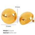 Orecchini a perno a sfera dorati lucidi in acciaio inossidabile diametro 31 mm - Oro
