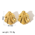 Boucles d'oreilles coquillage en acier inoxydable doré 18 carats, taille 35x28,8 mm - Forme de Coquille d'Or Brillant (TE6590-G)