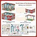 Art Salon Roman Hotel DIY scene kit with PET stickers and foldable miniature display board - Rome Hotel's Art Salon (open Today Part 33)