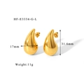 Detailed view of teardrop earrings with dimensions 31.6mm height and 17mm width - Gold Large Drop