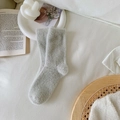 Light gray fluffy faux mink velvet crew socks for women in soft plush thermal material - One Size / Light Gray