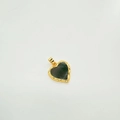 Pendentif coeur plaqué or 18K serti d'une pierre précieuse vert foncé et nacre - Cœur-Or (Coquille d'ormeau)