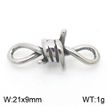 Vintage silver barbed wire knot charm in stainless steel measuring 21x9mm and weighing 1g - Small Barbed Wire Pendant Accessory (KLJ8653-Z)