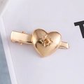 Detail of gold metal hair clip with heart and star patterns on a clean white background - 6# Heart Metal Duckbill Clip
