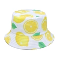 Chapeau bob d'été pour femmes avec imprimé citron vif sur fond blanc immaculé - M (56-58cm) / Blanc