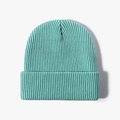 Gorro de punto acanalado verde menta con dobladillo y textura cálida de invierno - Azul Lago