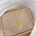 Collar de corazón dorado en joyero con detalles de la longitud de cadena 40+5cm - Estilo De Corazón Calado Totalmente Pavimentado (G548) / Dorado