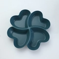 Dark blue clover shaped four-compartment fruit tray with gold rim for modern home decor - Peacock Blue-Clover Dish