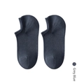 Invisible grey blue cotton boat socks with breathable mesh and anti-slip silicone heel - Gray Blue