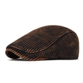 Vintage tie-dye knit ivy cap with vertical black and brown striped woven texture - Adjustable / Vintage Navy Blue