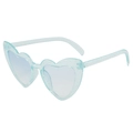 Glitter light blue heart-shaped sunglasses with translucent frame for a stylish look - Shiny Blue