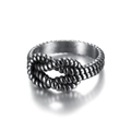 Vintage braided texture knot ring in retro silver stainless steel with smooth reflections - US 7 / Antique Silver (13beihou)