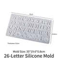 Molde de silicona translúcida con 26 letras mayúsculas y formas decorativas pequeñas - No.5 Alfabeto en Mayúsculas y Formas Decorativas