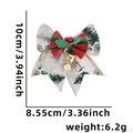 Christmas bow with green tree pattern, red berries, and bell, sized 10x8.55cm - One Size / Type J/Beige Green Tree