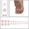 Classic short French tip press-on toenails in soft pink and white, 24-piece full set - Glue Type / Classic Pink Base White Tip French (JCY-06)