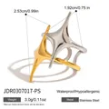 Detailsicht der zweifarbigen Sternring-Maße und Merkmale aus rostfreiem Edelstahl - Zweifarbiges Überlappendes Sternenschliff-Design (JDR0307017-PS)