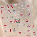 3D embossed Christmas nail stickers featuring snowman and snowflake patterns - TS-3898 Christmas Snowman - New Relief