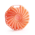 Orange pink circular silicone body scrubber with spiral bristles and hanging hole - Pink