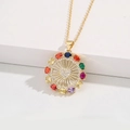 18K vergoldete Halskette mit buntem Zirkonia-Herzanhänger im Riesenrad-Design - 18K Gold / Bunt