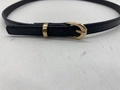 Close-up of a black braided leather hat band with a classic gold metal buckle accessory - 56-58cm / Black Thin Leather Belt with Gold Buckle (AB83)