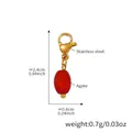 Gold plated stainless steel necklace with red oval agate stone pendant detail - Gold Red Agate Pendant (D150-1)